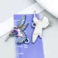 Colorful hummingbird charm with double loops for DIY jewelry making - Colorful Drip Oil Hummingbird (27590)