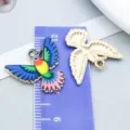 Vibrant enamel hummingbird charm in KC gold alloy for personalized DIY jewelry making - Spreading Wings Hummingbird (27620)