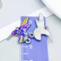 Vibrant colorful enamel hummingbird pendant charm on scale ruler for jewelry DIY projects - Colorful Drip Oil Hummingbird (27592)