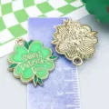 Ciondolo quadrifoglio in smalto verde per la creazione di gioielli di San Patrizio - Quadrifoglio Grande (21831) / 1 Pezzo (23x21mm) / Verde