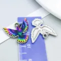 Ciondolo a forma di colibrì smaltato colorato per gioielli DIY con righello scala - Colibrì Con Ali Spiegate (27648)
