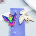 Detailed colorful enamel and KC gold hummingbird pendants for DIY jewelry crafts - Spreading Wings Hummingbird (27625)