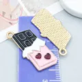Handmade pink enamel chocolate bar pendant with heart design for DIY jewelry making - Heart Chocolate Style (21117) / 1 Piece (25*14mm) / Black