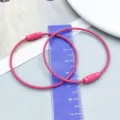 Durable pink painted steel wire cable key ring with secure screw connector for DIY crafts - Rose Red