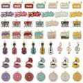 50 bunte Musik-Emaille-Anhänger Set mit Gitarren Radios und Schallplatten für DIY Schmuck - Gemischte 50 Stück Musik-Serie (SN1663) / 50 Stück (72.4g)