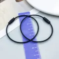 Durable black coated steel wire cable keyring loops with secure screw connectors for DIY jewelry - Black