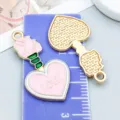 Pink enamel heart and rose alloy charm pendant for DIY jewelry making accessories - Rose Perfume Bottle (21121)