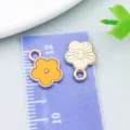 Set of yellow enamel sunflower and gold alloy daisy charms for DIY jewelry making - Small Flower Style (14798)