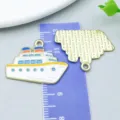 Ciondolo in lega smaltata a forma di nave da crociera per creazione gioielli fai-da-te - Nave da Crociera (27426) / 1 Pezzo (21*28mm) / Bianco