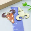 Emaille-Legierung Stierkopf Anhänger in Braun und Orange für DIY-Schmuckherstellung - Stierkopf Stil (27407)