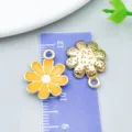 Yellow enamel daisy sunflower alloy pendant for DIY jewelry making - Orange-Yellow Daisy (16490)