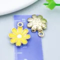 Yellow enamel daisy flower pendant with textured gold-tone back for DIY jewelry making - Small Daisy (18787)