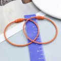 Durable orange coated steel wire keychain rings with screw connectors for DIY crafts - Orange Yellow