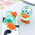 Süßer irisierender grüner Acryl 3D Entenanhänger für DIY Schmuckherstellung Zubehör - Transparent Grün Regenbogen 3D Ente (27336)