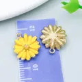 Yellow enameled alloy daisy flower pendants charms for DIY jewelry making accessories - Daisy (19604)