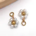 Handmade white bead daisy flower pendant with gold-plated stainless steel jump ring for jewelry DIY - Single Loop Daisy Pearl Style (T1242) / 1 Piece (9*16mm) / White