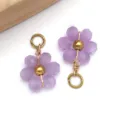 Elegant purple faceted crystal daisy flower pendant with gold center for DIY jewelry making - Jelly Daisy Crystal Style (T1244) / 1 Piece (10*15mm) / Light Purple