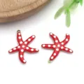Ciondolo a forma di stella marina in smalto rosso con puntini bianchi per gioielli DIY - Stella Marina (T1236) / 1 Pezzo (20*22mm) / Rosso