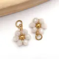 Handmade daisy flower charm with cream faceted beads and gold-tone stainless steel - AB White Daisy Crystal Style (T1246)