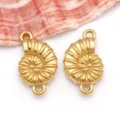 Golden stainless steel nautilus shell charm connector for DIY ocean jewelry making. - Stainless Steel Gold Ocean Snail Double Loop Style (T3049)