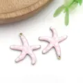 Ciondolo a forma di stella marina in smalto rosa a pois bianchi per gioielli fai da te - Stella Marina (T1237) / 1 Pezzo (20*22mm) / Rosa