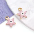 Pink enamel star evil eye pendant in stainless steel for DIY jewelry making charm - Flesh Pink