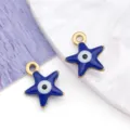 Dark blue enamel starfish evil eye pendant with gold plating for DIY jewelry making - Dark Blue
