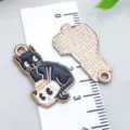 Black enamel cat pendant with skull noodle bowl design for creative DIY jewelry crafts - Skull Noodle Cat (18127) / 1 Piece/Pack (15*25mm) / Black