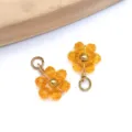Amber orange crystal flower charm with stainless steel double loops for jewelry DIY - Transparent Golden Yellow Daisy Crystal Style (T1254)