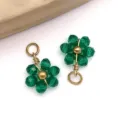 Green crystal daisy flower pendant with gold stainless steel loop for DIY jewelry - Transparent Green Daisy Crystal Style (T1255)