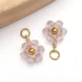 Pink transparent daisy flower pendant charm with gold double loops for DIY jewelry - Transparent Light Pink Daisy Crystal Style (T1258)