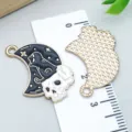 Halloween ghost cat and skull alloy charms for DIY jewelry making - Moon Skull Cat (25008) / 1 Piece (27*18mm) / Black