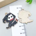 Black enamel ghost cat reaper charms with size ruler for DIY Halloween jewelry making - Scythe Reaper Cat (25011) / 1 Piece/Pack (25*21mm) / Black