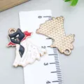 Vampire cat charm pendant in black and white enamel for Halloween DIY jewelry making - Vampire Cape Cat (25012) / 1 Piece/Pack (25*20mm) / White