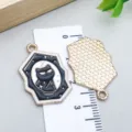 Set of black cat enamel charms for DIY jewelry making with ruler for size reference - Black Cat Looking in Mirror (25013) / 1 Piece (27*18mm) / Black