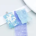 Light blue resin candy charms with iridescent flakes for DIY jewelry making accessories - Rectangular Candy(12579)