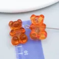 Orange transparent acrylic gummy bear charm with metal pin for DIY jewelry making - Cartoon Bear (27507) / 1 Piece (19x12mm) / Transparent Orange