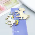 Colorful enamel alloy unicorn animal pendant charm for DIY handmade jewelry accessories - White Enamel Multicolor Unicorn (15656)