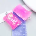 Pink resin candy bag charm with glitter and Sweet text for DIY jewelry - Rectangular Candy(12580)