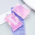 Pink and purple gradient resin candy charm with Sweet lettering and iridescent glitter - Rectangular Candy(12581)