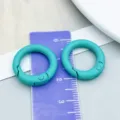 Turquoise matte alloy spring ring buckle for DIY jewelry keychain accessory - Thick Spring Clasp (26371) / 1 Piece (OD 20mm ID 13mm) / Turquoise