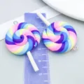 Vibrant colorful gradient resin lollipop pendants for handmade DIY jewelry making crafts - Round Lollipop(12583)