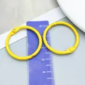 Yellow painted metal book ring loose-leaf ring shown with scale ruler 35mm - Yellow Painted (26249) / 1 Piece (30mm/25mm)