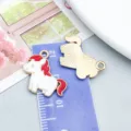 Cute cartoon unicorn pony enamel alloy charm pendant for DIY handmade jewelry accessories - Red Enamel Pony (27639)