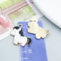 Cartoon horse enamel alloy charm pendant with golden back for DIY jewelry making - Black Enamel Pony (27640)