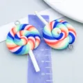 Colorful rainbow spiral lollipop resin charms with measuring ruler for DIY jewelry - Round Lollipop Style (12589)