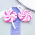 Colorful pink spiral lollipop resin charms for DIY handmade jewelry and craft accessories - Round Lollipop Style (12591)