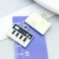 Klavier-Design Emaillierte Legierung Anhänger für die DIY-Schmuckherstellung und Bastelarbeiten - Klaviertastatur (19461) / 1 Stück (13x15mm) / Schwarz Weiß