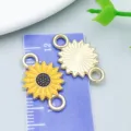 Yellow sunflower alloy enamel charms for DIY jewelry making pendants - Double Hook Sun Flower Daisy (24958)