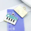 Blaugrüner und weißer Klaviertastatur-Emaille-Anhänger für DIY-Musikschmuckherstellung - Klaviertastatur (19462) / 1 Stück (13x15mm) / Seeblau